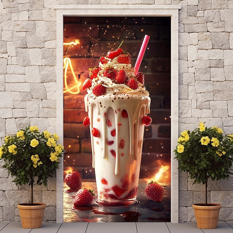 Door Decorations Door Covers Summer Icecream Door Tapestry Door Curtain Decoration Backdrop Indoor/Outdoor Door Banner for Front Door Farmhouse4