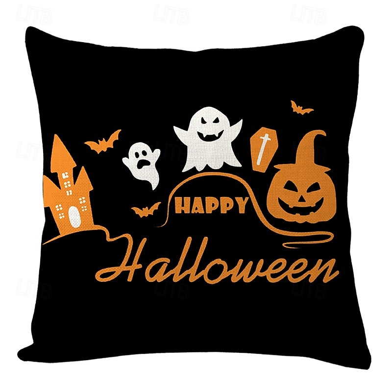 1 pcs Polyester Pillow Cover, Halloween Square Traditional Classic2
