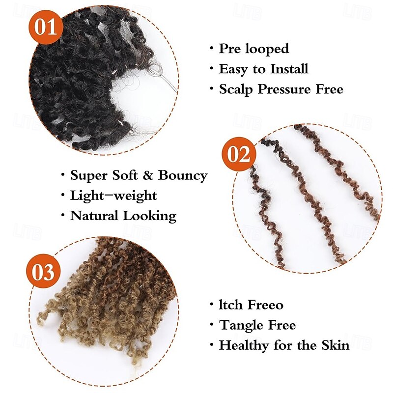 Crochet Hair Yaki Pre-looped Twist Brown Spring Mini Crochet Hair 8 Inch 9 Packs Passion Twist With Curls Synthetic Braiding Hair Extensions3