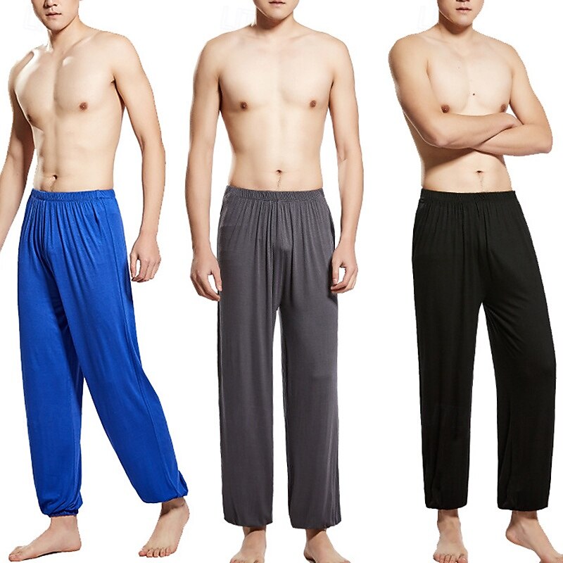 Men's Yoga Pants Harem Pants Bloomers Lightweight High Waist Gym Pilates Zumba Bottoms Solid Color Dark Grey Black White Modal Fall Sports Activewear Micro-elastic Loose Fit2