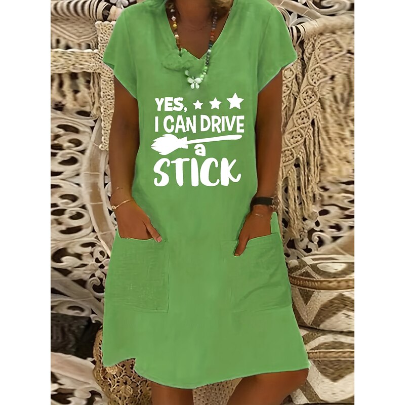 Women's Midi Dress Linen Dress Casual Dress Boho Dress Print Dress Elegant Fashion Classic Puff Sleeve Vacation Holiday Fall Dress Regular Fit Letter Short Sleeve V Neck Yellow Light Green Burgundy2