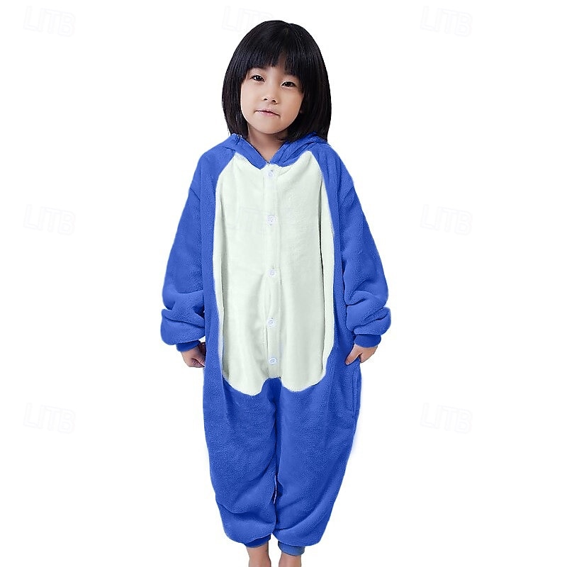 Kid's Patchwork Onesie Costume Carnival Costume Monster Blue Monster Onesie Pajamas Kigurumi Pajamas Pajamas Funny Costume For Boys and Girls Christmas Carnival Children's Day Cartoon3