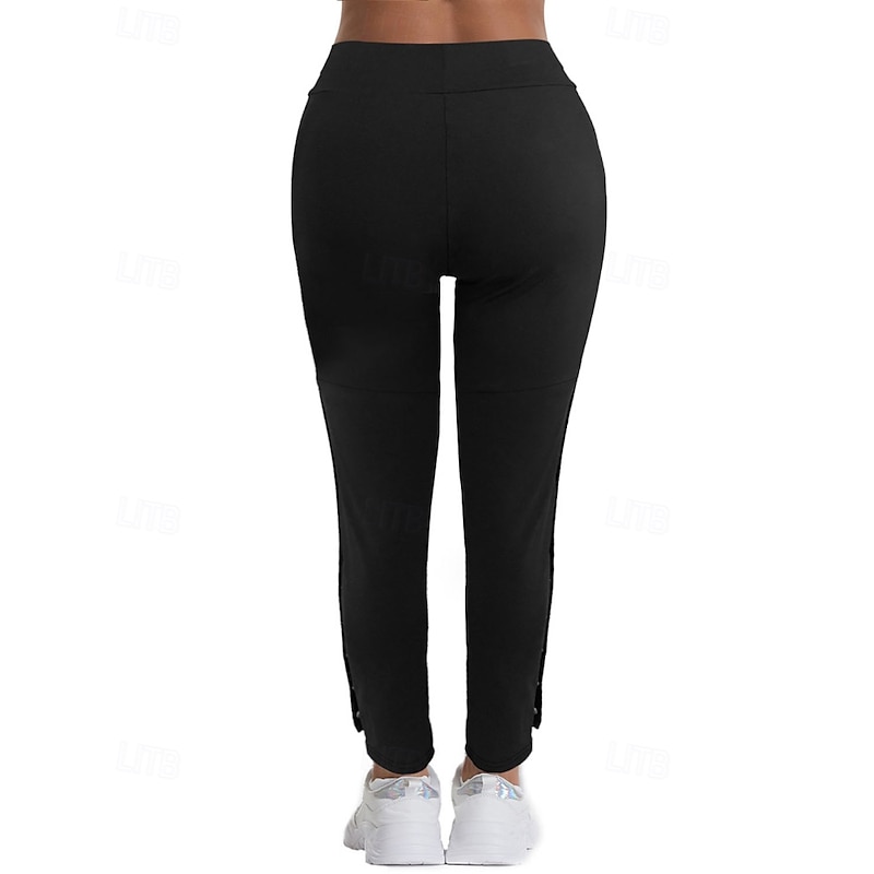 Women's Slacks Anti Chafing Shorts Cozy Leggings Streetwear Casual Full Length Natural Plain Pocket Elastic Waist Comfy Comfortable Outdoor Daily Wear Black Fall Regular Fit4