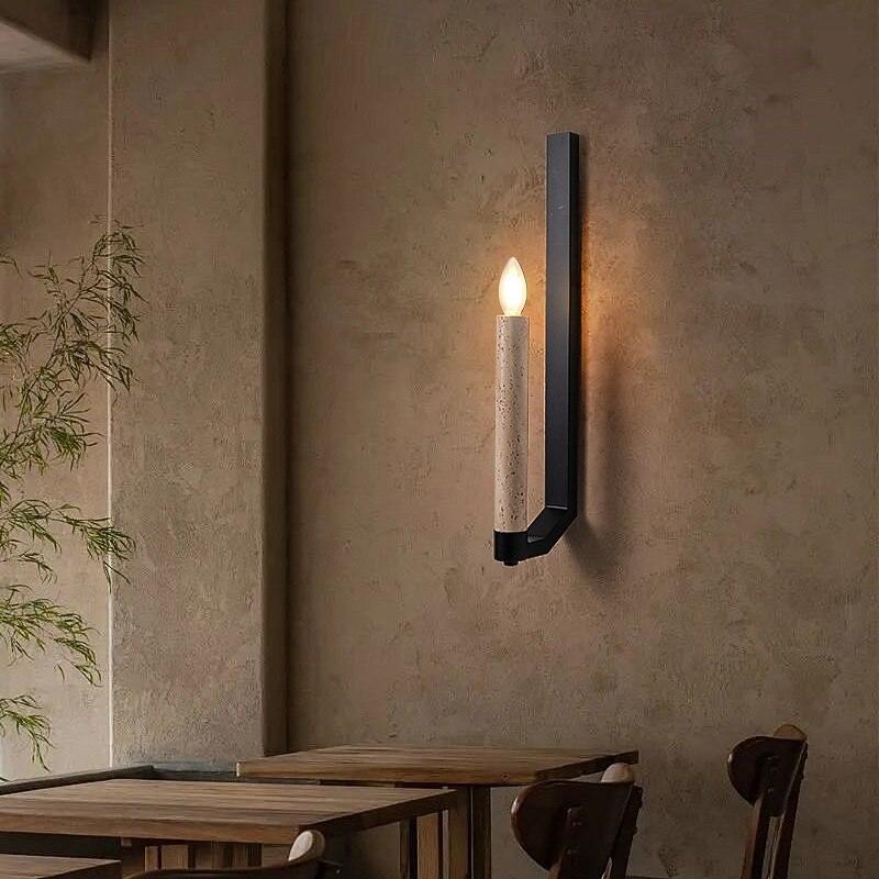 Classic Wall lamp, Modern Stone Wall Sconce Lighting Yellow Terrazzo Wall Light Black Base Wall Mount Light Long Linear Bathroom Wall Lamp for Living Room Bedroom Hallway Stairs3