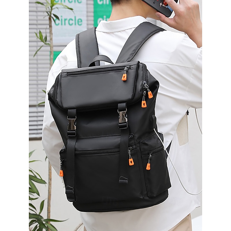 Men's Water - Repellent Backpack with USB Charging - Stylish & Spacious for Commute, Travel & Outdoor Black Gray2