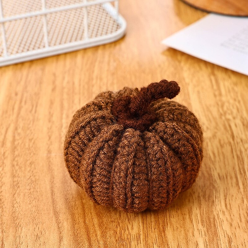 Knitted Halloween Simulation Pumpkins, Soft Decorative Plush Pumpkins for Table Centerpiece, Fall Harvest, Halloween Party, Home Decor Display4