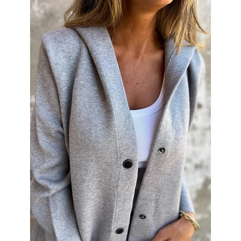 Women's Casual Jacket Breathable Comfortable Buttons Pocket Casual Plain Vacation Street Casual Daily Wear Single Breasted Long Hooded Regular Fit Long Sleeve Outerwear Red Orange Drak Red Summer4