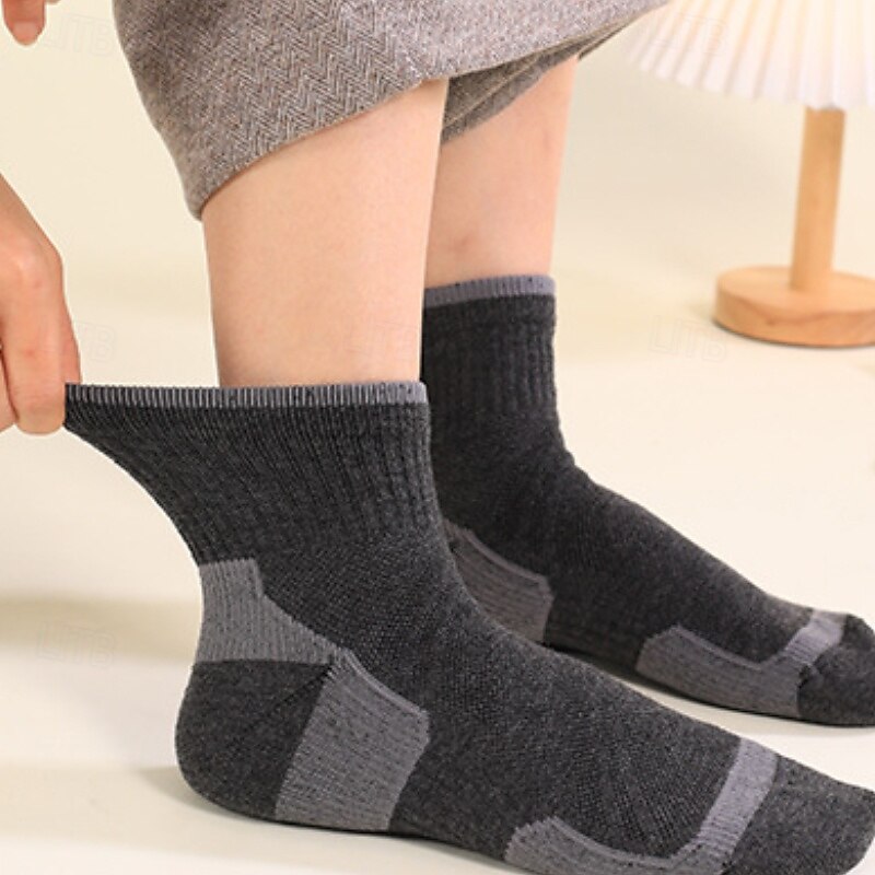 1 Pair Men's Women's merino wool socks Hiking Socks Running Socks Sports Socks Thermal Warm Breathable Anti Blister Thick Winter Outdoor quarter crew Patchwork Merino Wool Black Brown Green for Ski4