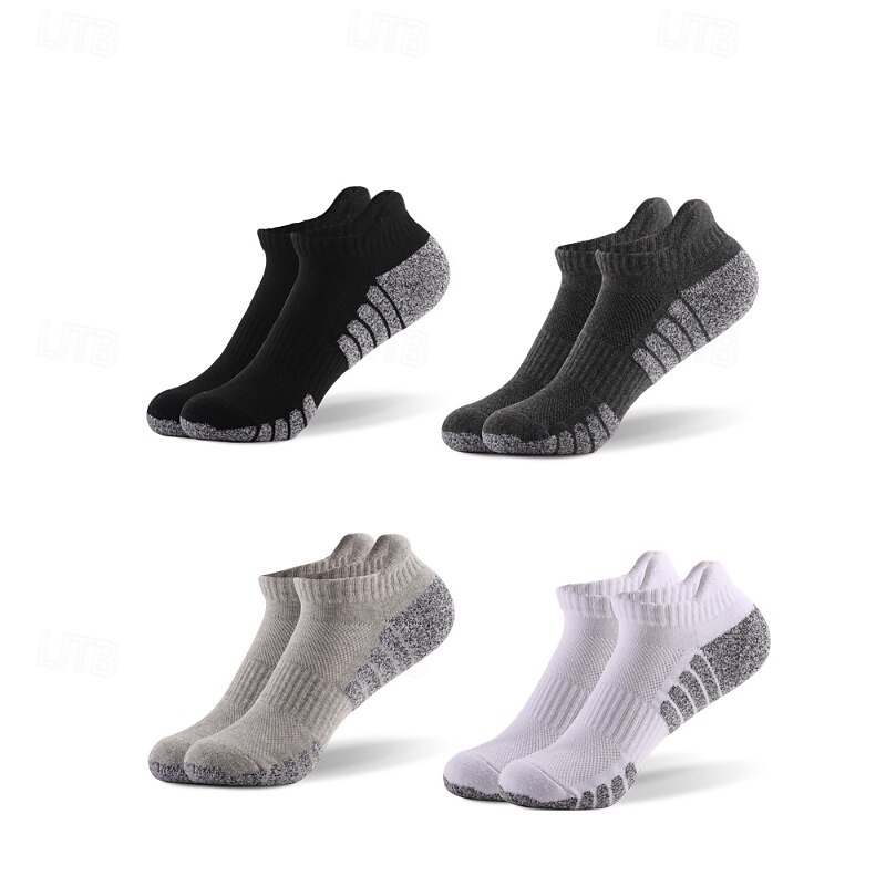 1 Pair Men's Hiking Socks Sports Socks Breathable Anti Blister Sweat-Wicking cushioned Outdoor ankle Patchwork Cotton Dark Grey Black White for Running