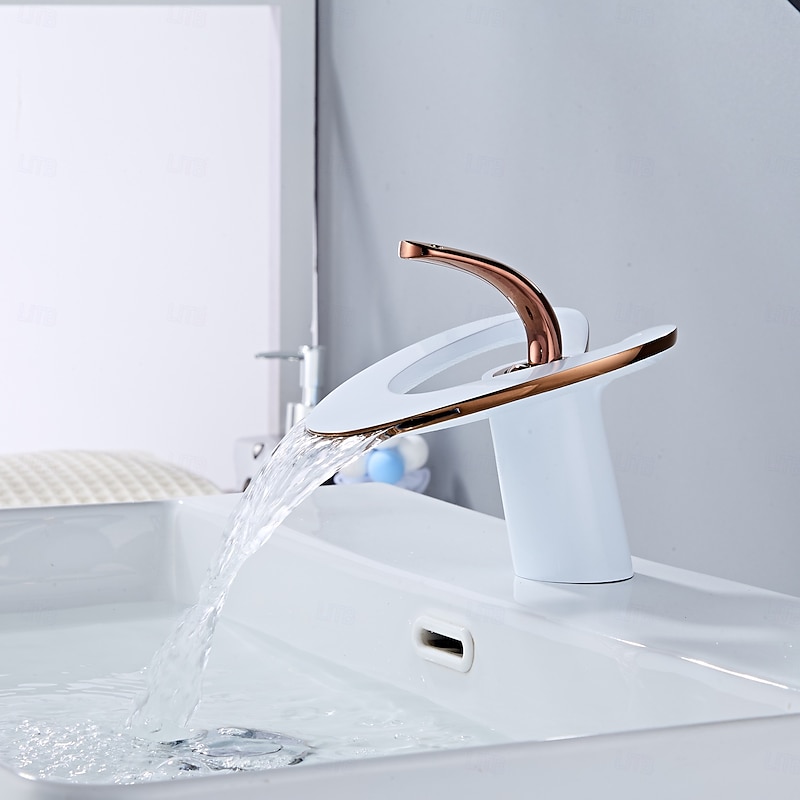Bathroom Sink Faucet - Waterfall Painted Finishes Centerset Single Handle One HoleBath Taps2