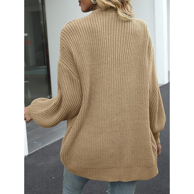 Women's Sweater Cardigan Elegant Fashion Streetwear Pure Color Open Front Knitted Long Sleeve Regular Tops Knit Outdoor Daily Weekend Black Pink Fall Winter4