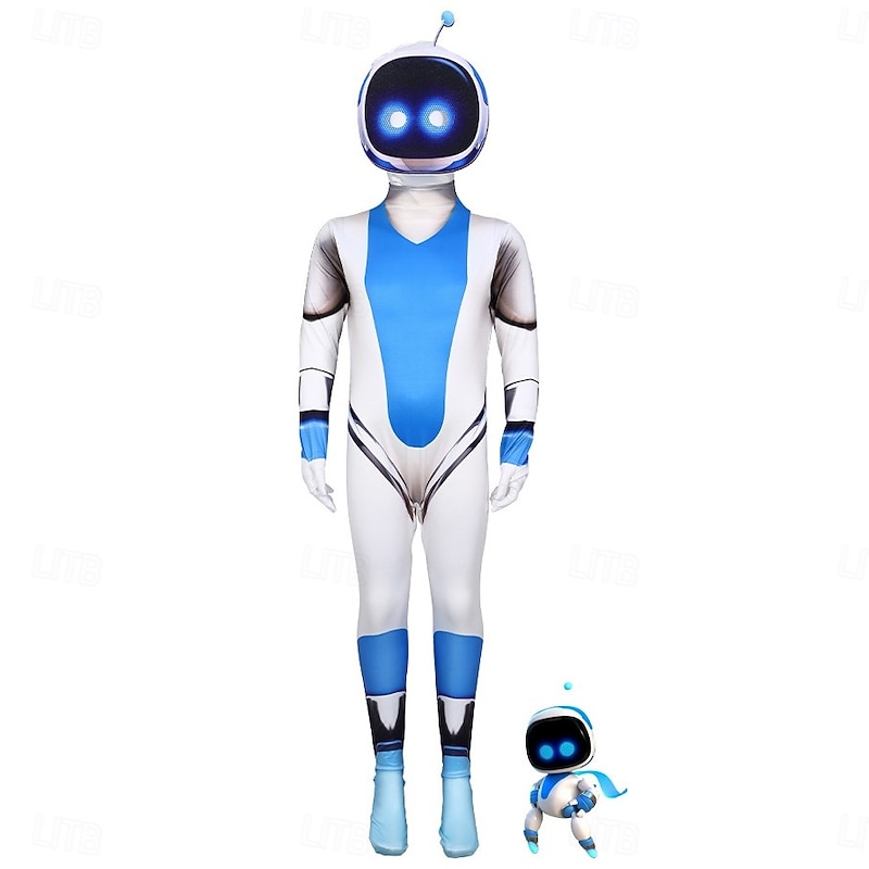 Futuristic Robot Astro Bot Costume Bodysuits STEM Day Cosplay Movie Cosplay for Men's Boys Adults Kid's Halloween Carnival World Book Day Performance Educational Dress Up School Event Dress Up2