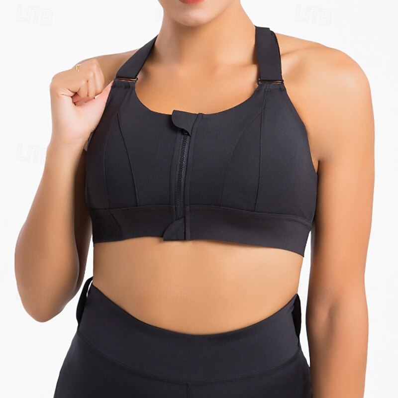 Women's Yoga Bra Sports Tank Top Pilates Bra Underwear High Supports Breathable Sweat-absorbent Wireless With pads Solid / Plain Color Sport Activewear Light Blue Black Gym Pilates Zumba2