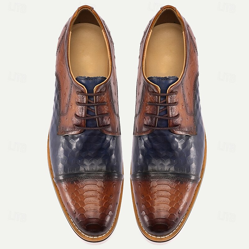 Men's Brown Genuine Cowhide Leather Oxford Shoes with White Sole – Stylish Lace-Up Dress Shoes for Casual, Semi-Formal and Business Occasions4