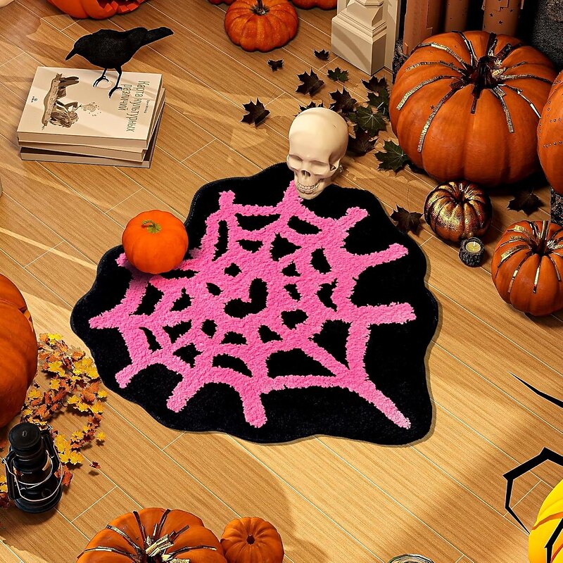 Halloween Skull Welcome Mat, Non-Slip Doormat, Durable and Washable Indoor/Outdoor Floor Rug for Porch, Entryway, and Home Décor3