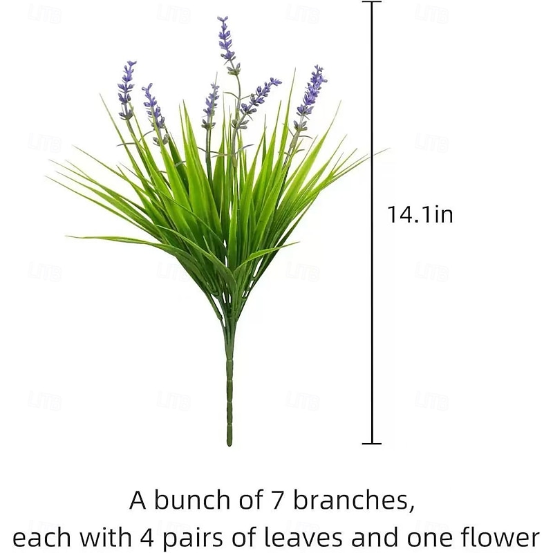 8PCS Artificial Lavender and Monkey Grass Plants, Faux Outdoor Greenery for Garden, Patio, and Home Decoration4