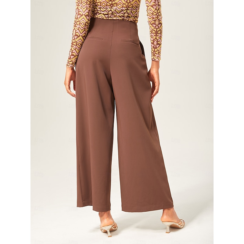 Mocha Brown Slimming Straight-Leg Pants2