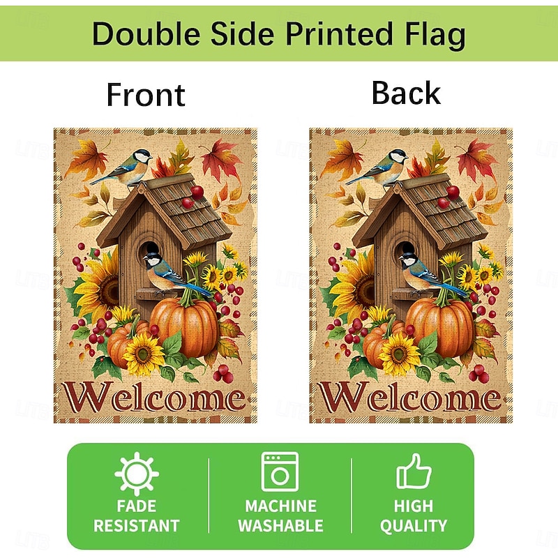 Halloween Thanksgiving Garden Flag - Double-Sided Seasonal Yard Banner for Fall Decorations - Durable and Weather-Resistant Polyester Flag for Outdoor Lawn, Porch, or Garden Decor3