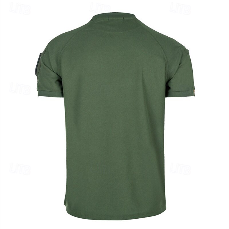 Men's Hiking top Hiking T shirt Short Sleeve Crew Neck Top Outdoor Quick Dry Lightweight Breathable Polyester Black Green Khaki Tennis Golf Running3
