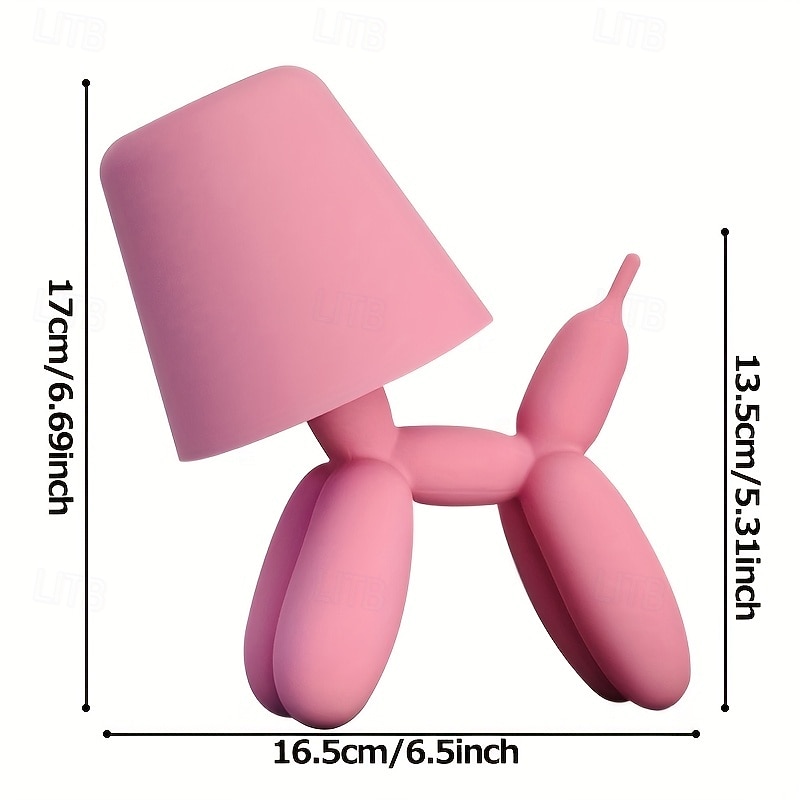 Creative Romantic Colorful Balloon Dog Table Lamp with Touch Switch Three-color Light Support for Dimmable Dimming 2000mAh Storage Battery Sausage Dog Atmosphere Light Holiday Hotel Party Valent3