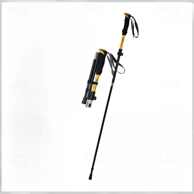 Adjustable Folding Telescopic Hiking Cane, Aluminum Alloy Lock Cane Hiking Outdoor Aluminum Crutches