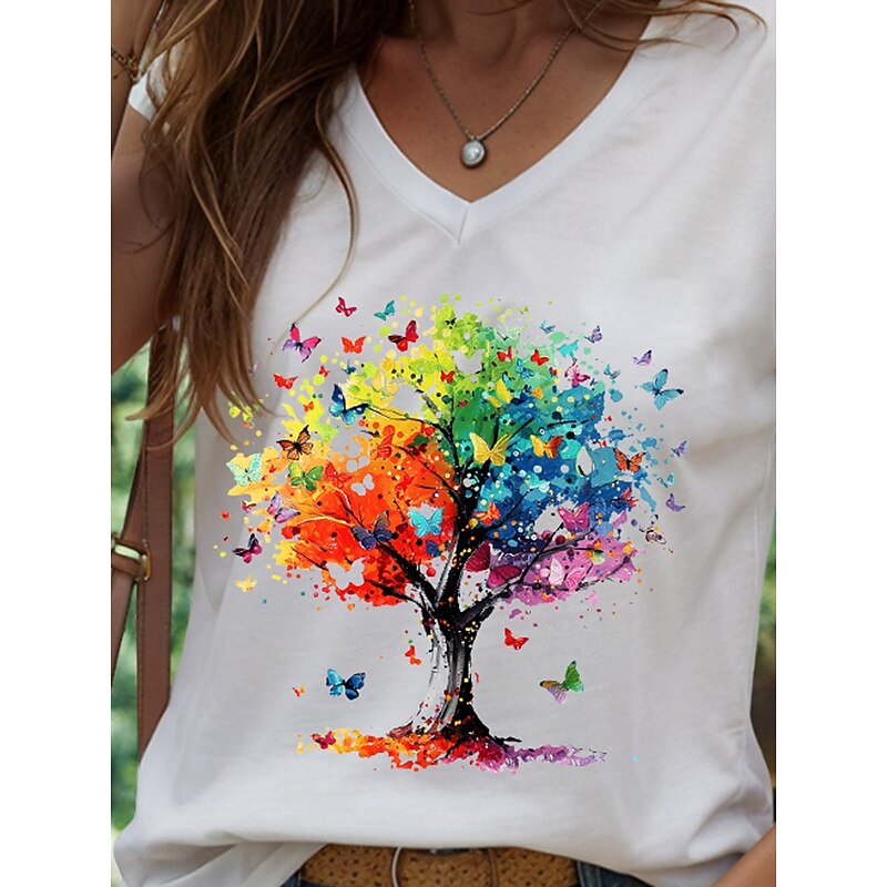 Women's Floral Graphic Butterfly Camisole Tank Top Vintage Stylish Classic Sleeveless Short Sleeve V Neck Regular Tops Daily Print Black White Pink Red Blue Summer Spring3