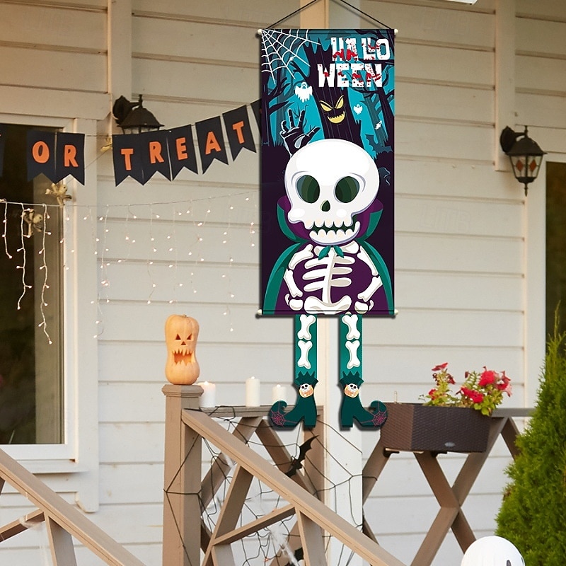 Halloween Hanging Fan Flag Bunting Outdoor Flag for Outdoor Halloween Yard Fence Hanging Spooky Pumpkin Banner Flag Table Decor Fall Room Decor Aesthetic Halloween Birthday Party Decor2