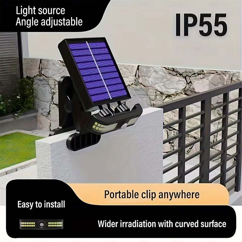Usb Charging Solar Street Lights Clip Lamp Human Body Sensing Lamp Outdoor Courtyard Lamp Portable Garden Waterproof Lamp Garden Fence Lighting Lamp  1PC3