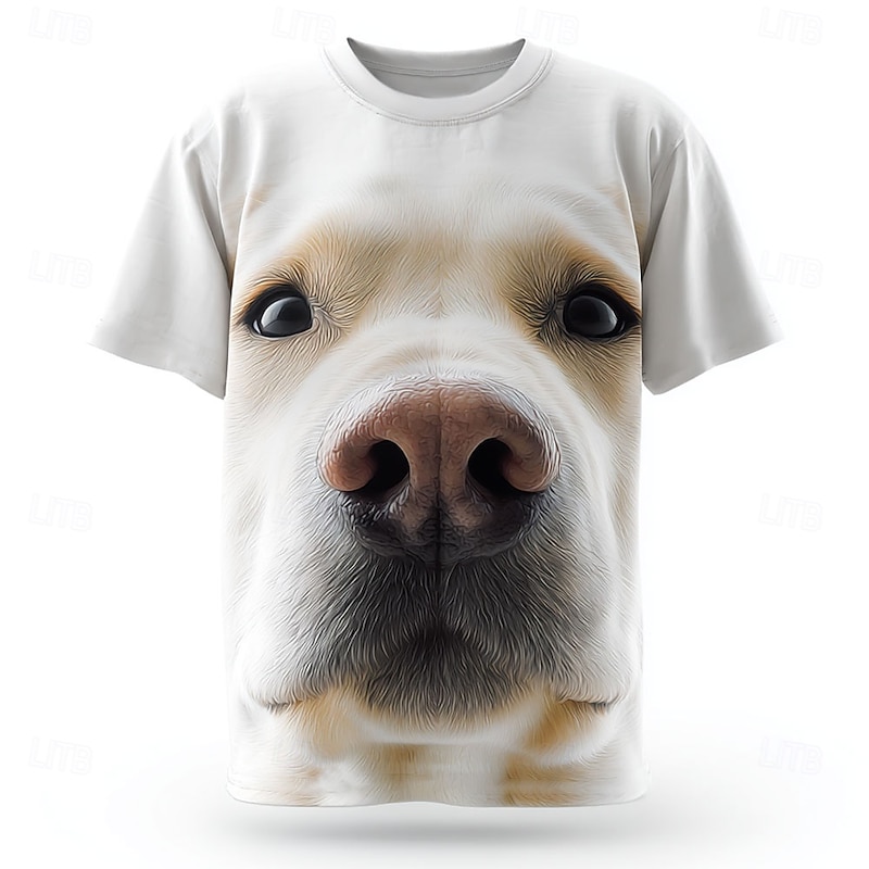 Men's Dog 3D Cartoon Funny T Shirt Short Sleeve T shirt 3D Print Crew Neck Shirt Fashion Exaggerated Daily Street Casual Daily White 1 White White 2 Summer Spring Clothing Apparel S M L XL XXL XXXL4