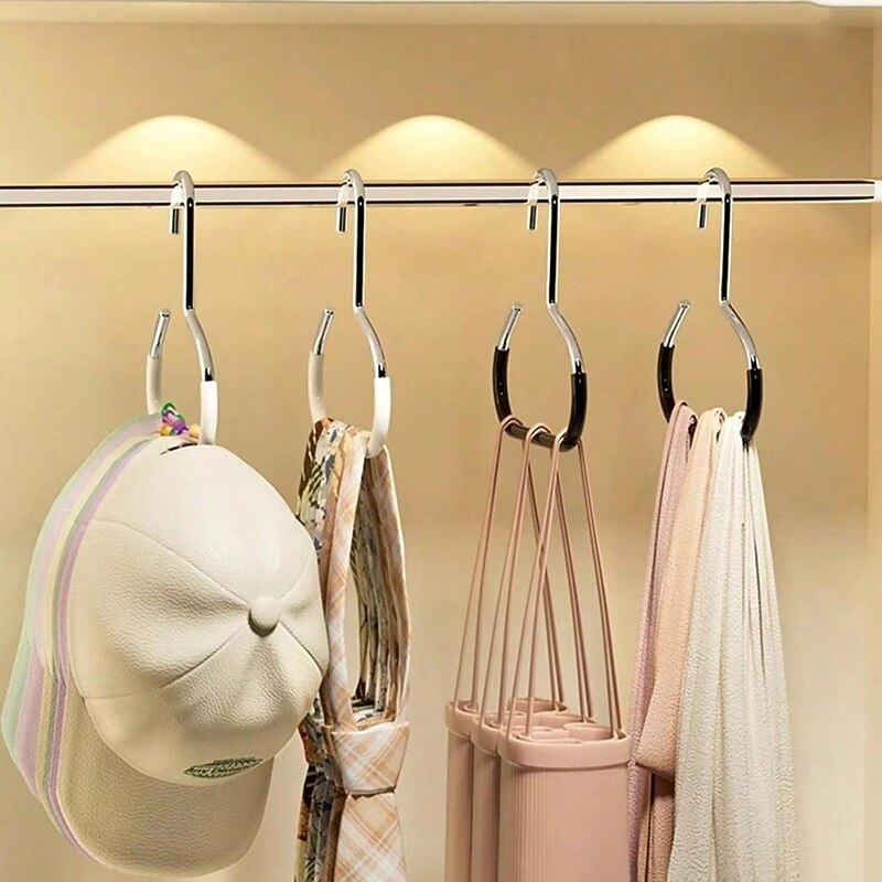 4 Pack Hat Organizer Hanger for Closet, Hanging Baseball Cap Holder Strap with Hooks, Hat Storage Rack for Trucker Hats, Scarves, Ties, Accessories Display