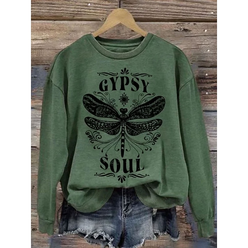 Women's Sweatshirts Graphic Letter Casual Long Sleeve Crew Neck Regular Tops Street Dailywear Print Black Blue Orange Green Fall Winter4