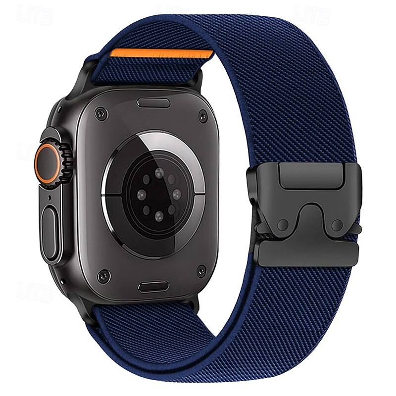 Sport Band Compatible with Apple Watch band 38mm 40mm 41mm 42mm 44mm 45mm 49mm Braided Elastic Metal Clasp Nylon Strap Replacement Wristband for iwatch Ultra 2 Series 9 8 7 SE 6 5 4 3 2 1 iwatch4