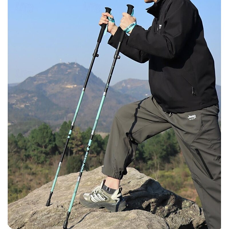 Walking Stick Trekking Poles Collapsible Hiking Poles - Carbon Fiber, Trekking Sticks, Antishock and Quick Lock System, Telescopic, Collapsible, Ultralight
