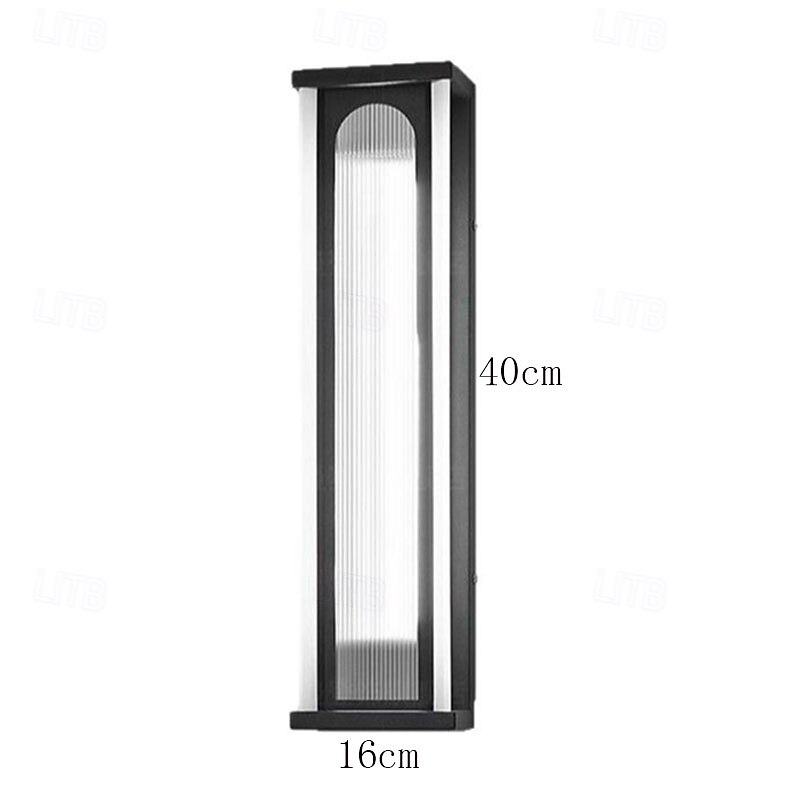 Outdoor LED Wall Light Waterproof IP65 Wall Mount Lighting Fixture Rectangular Black Elegant Acrylic Anti Rust Warm White 110-240V2
