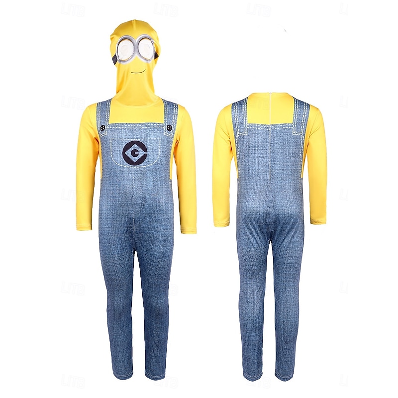 Banana Crew Yellow Goggle Dress Costume Bodysuits Adventure Movie Cartoon Movie Cosplay for Unisex Kid's Adults' Halloween Carnival World Book Day Performance Educational Dress Up School Event Dress2