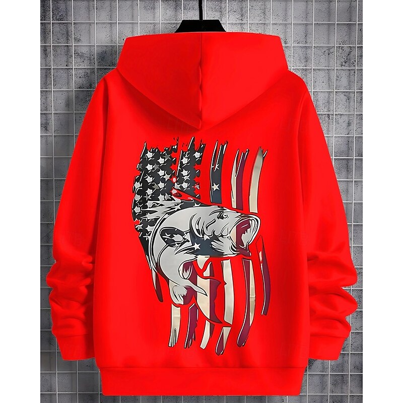 Boys' 3D Flag Hoodie Long Sleeve Spring Fall Fashion Streetwear Kids 4-12 Years Hooded Outdoor Casual Daily Regular Fit2