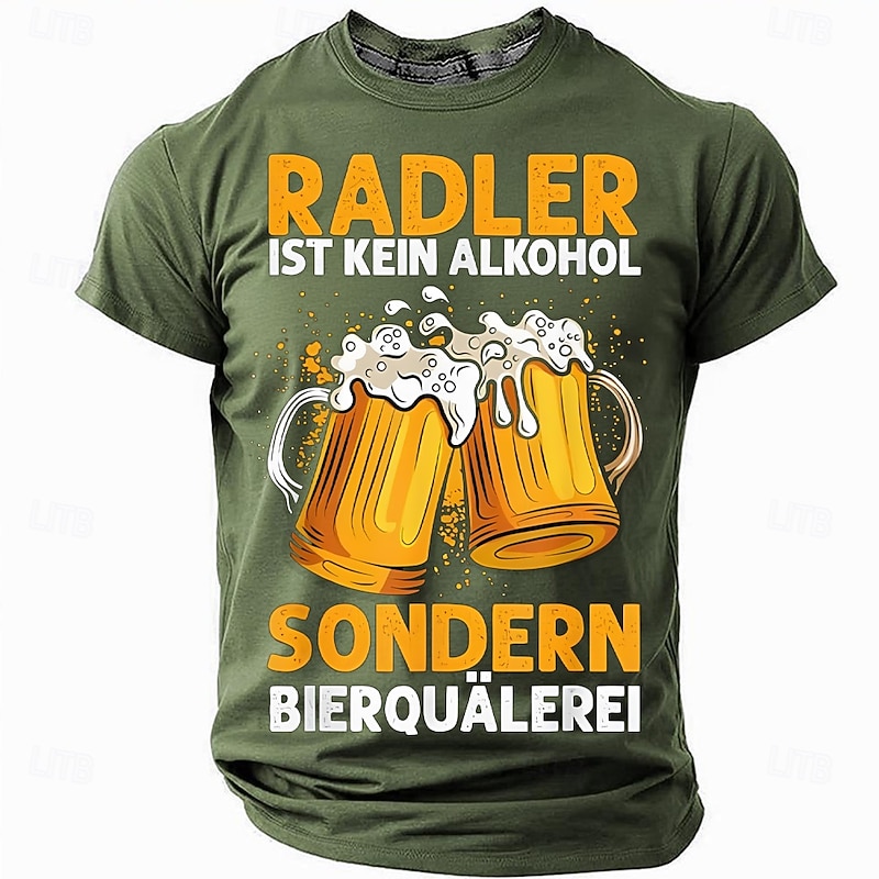 Oktoberfest Men's Funny Beer T Shirt Short Sleeve T shirt 3D Print Crew Neck Shirt Fashion Exaggerated Daily Party Street Casual Black Red Blue Summer Spring Clothing Apparel S M L XL XXL XXXL3