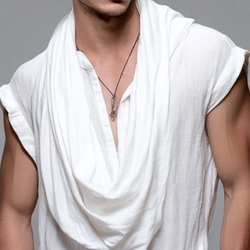 Men's Tank Top Vest Top Undershirt Sleeveless Shirt Sleeveless Pile Neck Summer Plain Fashion Designer Basic Classic Vacation Street Going out White Top Tee for Men3