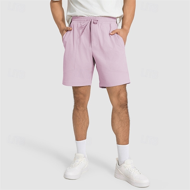 Men's Solid Colored Sports Shorts Tennis Shorts Drawstring Quick Dry Stretchy Moisture Wicking Breathable Tennis Golf Pickleball Shorts Black White Pink Tennis Clothing3