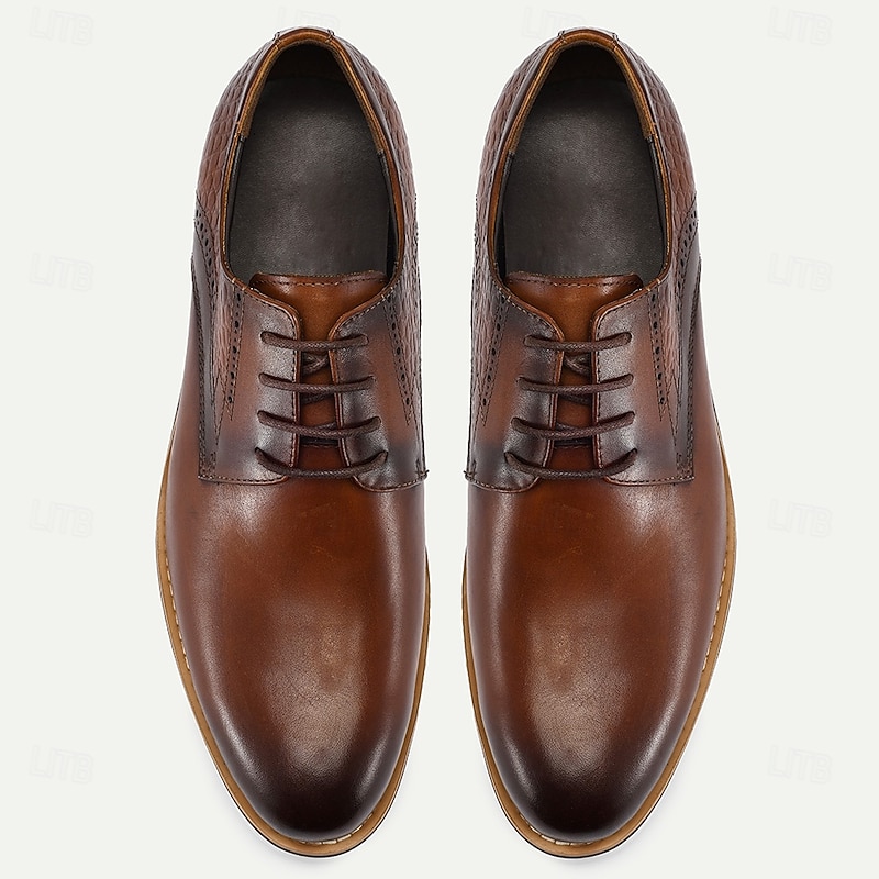 Men's Premium Cowhide Brown Derby Shoes with Smooth Leather Finish – Elegant Footwear for Office, Business Meetings and Formal Events4