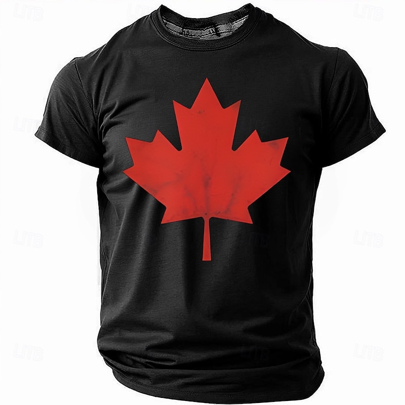 Men's Short Sleeve Canadian Maple Leaf T-Shirt - Patriotic Canada National Pride Tee2