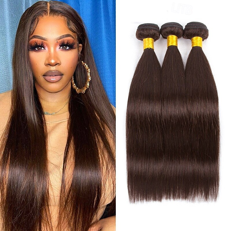 Brazilian Hair Human Hair 2# Dark brown Color Hair Straight Hair Bundle 3 Bundles2