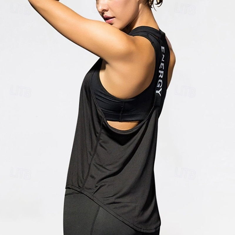 Women's pilates top Scoop Neck Lightwear Breathable Sweat-absorbent Sleeveless Sports Solid Color Top For Pilates Gym Zumba Loose Fit Activewear
