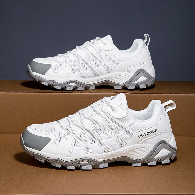 Men's White Athletic Sneakers - Lightweight Mesh Running Shoes with Non-slip Grip for Gym Running and Casual Sports Activities2