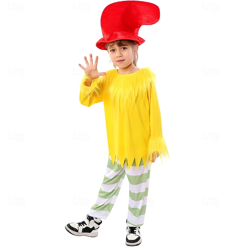 Green Eggs and Ham Sam I Am Costume Storybook Characters Cosplay Movie Cosplay for Boys Girls' Kids Halloween Carnival World Book Day Performance Educational Dress Up School Event3