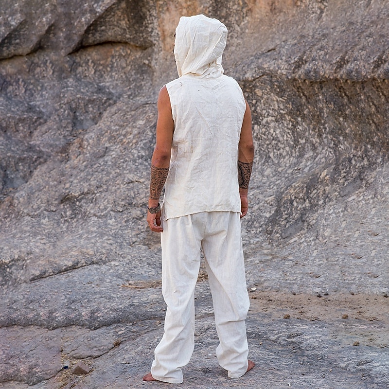 Men's Tank T-shirt Suits Shirt and Pant Sets 2 Pieces Outfits Short Sleeve Hooded Summer Plain Fashion Casual 2 Piece Vacation Daily Wear Going out White Top Tee for Men3