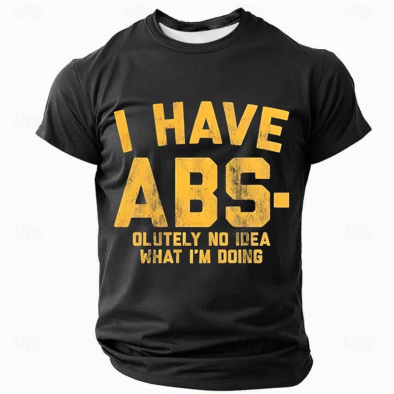Men's Funny Pun T-Shirt: I Have ABS-olutely No Idea What I'm Doing Graphic Short Sleeve Tee