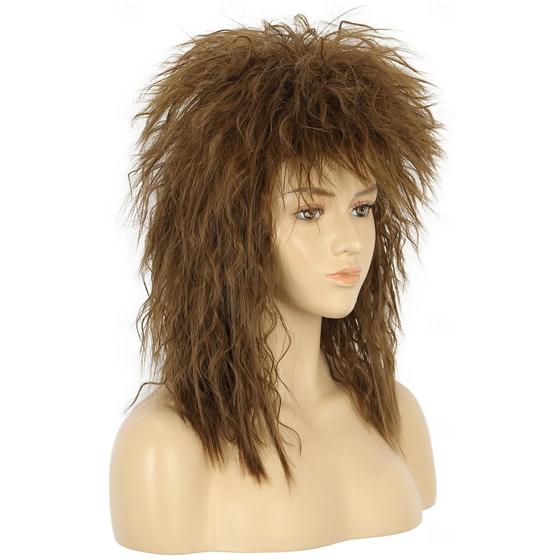 Women Shoulder Length Metal Punk Rock Disco Mullet Wig For Cosplay Party Halloween Costume3