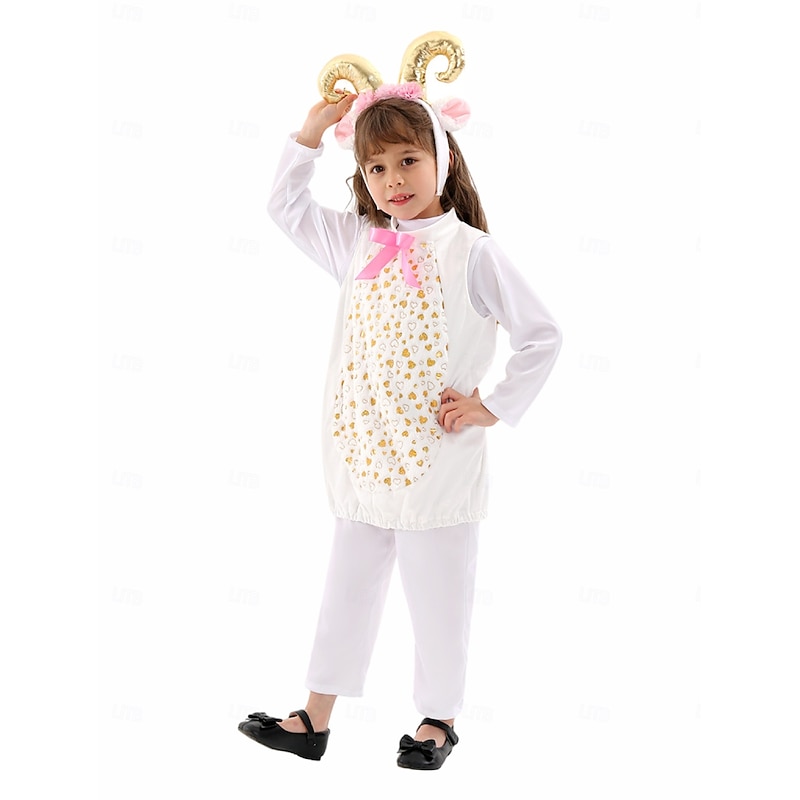 Sheep lamp Halloween Kigurumi Pajamas Onesies Fairy Tail Animal Cosplay Kid's Girls' Halloween Carnival World Book Day Performance Educational Dress Up School Event Dress Up Easy Halloween Costumes