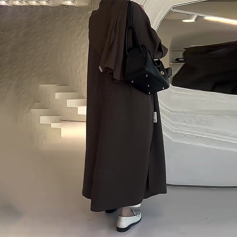 Women's Coat Warm Comfortable Buttons Pocket Fashion Sweet Plain Street Daily Casual Daily Weekend Single Breasted Long Turndown Regular Fit Long Sleeve Outerwear Coffee Fall Winter3